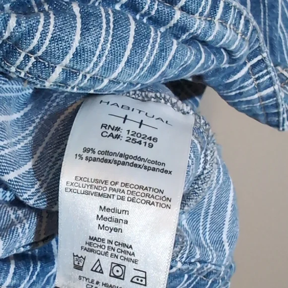 Habitual Blue and White Striped Denim Crop Top - Picture 5 of 5